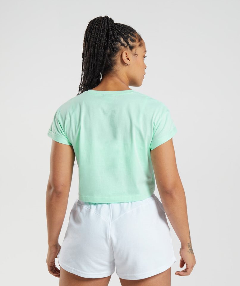 Women's Gymshark Legacy Cropped Tops Light Green | CA 831A7D